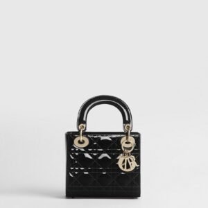 Mini Lady Dior Bag Black Patent Cannage Calfskin — image 1