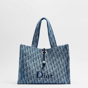 Dioriviera Medium Spongy Book Tote Blue Spongy Dior Oblique Fabric — image 1