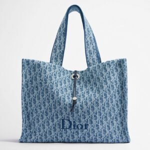 Dioriviera Large Spongy Book Tote Blue Spongy Dior Oblique Fabric — image 1